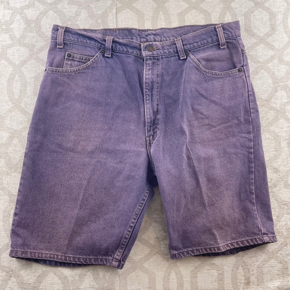 Levi Strauss 550 Mens Purple Denim Shorts Size 38x L Vintage Blue Tab USA‎ Made